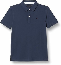 Camiseta Polo Cinza Lisa com Detalhes Tommy Hilfiger