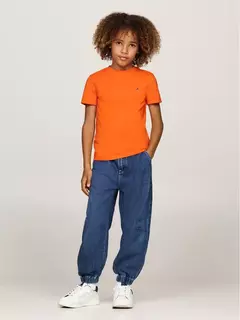 Camiseta Básica Laranja Gola Redonda Tommy Hilfger