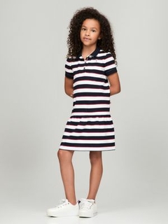 Vestido Polo Rosa Listrado Tommy Hilfiger