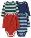 Kit Body Manga Longa Estampa Listras Carter's