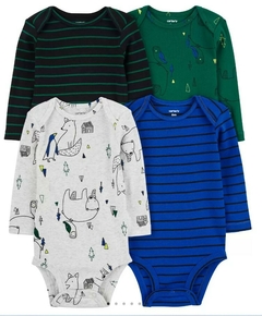 Kit Body Manga Longa Estampa Listras Carter´s