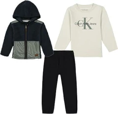 Trio Calvin Klein,Casaco em sherpa com camiseta estampada e calça jogger - comprar online