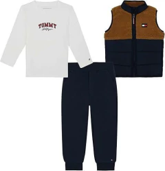 TRIO TOMMY HILFIGER COM COLETE ACOLCHOADO, BLUSA MANGA LONGA E CALÇA DE MOLETOM - comprar online