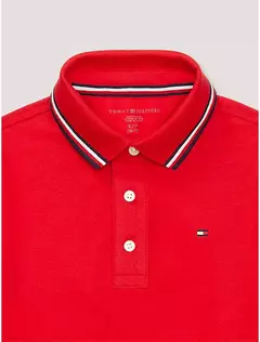 Camiseta Polo Vermelha Lisa com Detalhes Tommy Hilfiger na internet