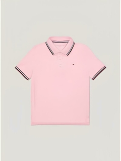 Camiseta Polo Rosa Lisa com Detalhes Tommy Hilfiger