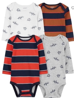 Kit body Manga Longa Estampa Dinossauro Carter's