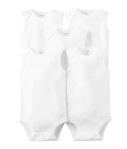 Kit Body Branco Liso Regata Carter's