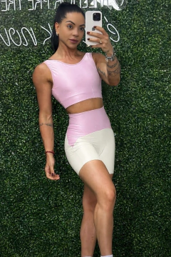 CONJUNTO DUO ROSA BEBE/OFF WHITE • TOP MARIA