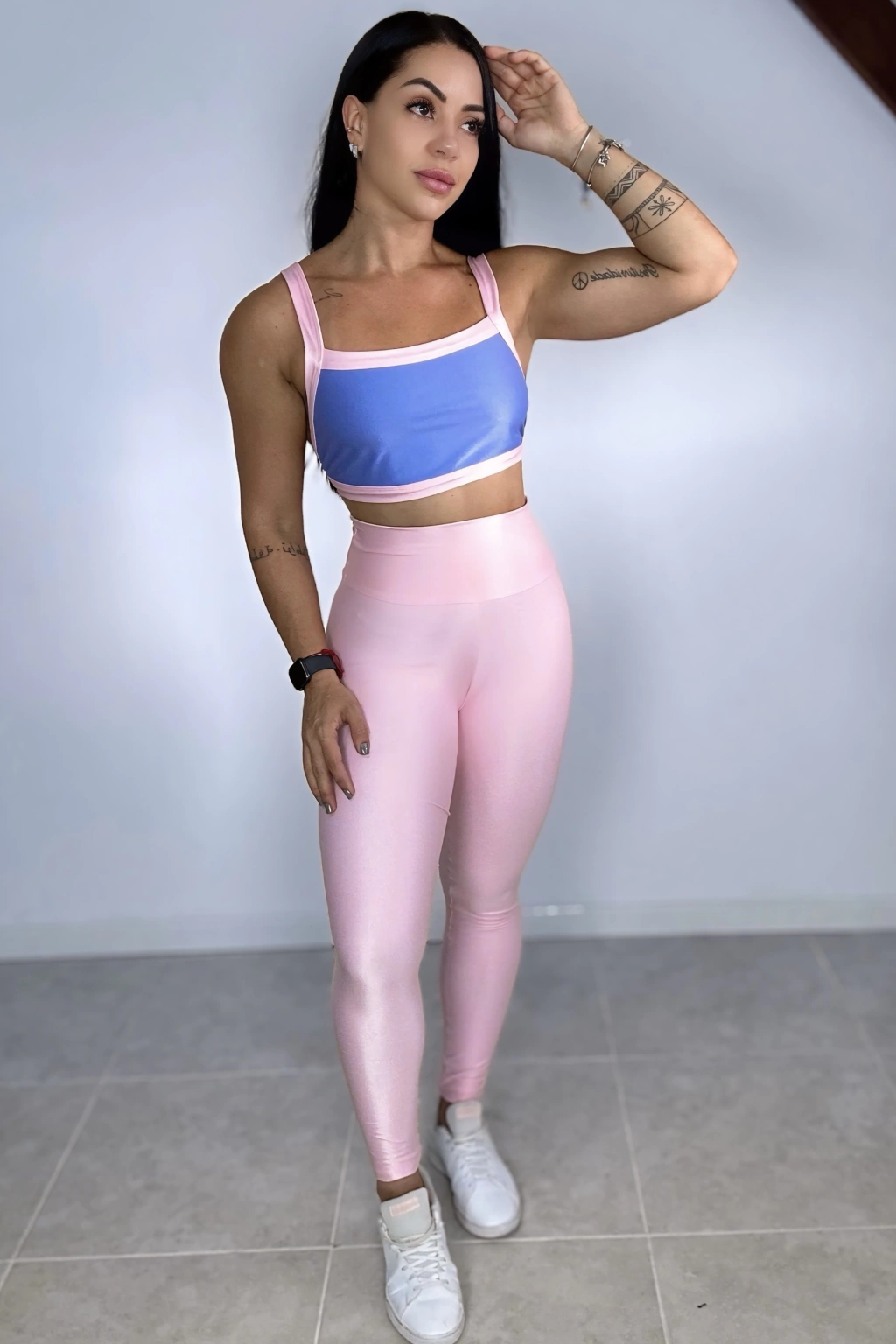 CONJUNTO DUO ROSA/AZUL BEBÊ • TOP THAIS