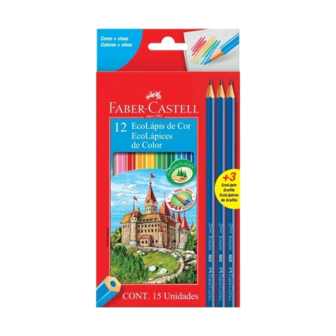 Lápis De Cor Faber Castell 12 Cores + 3 Lápis Grafite