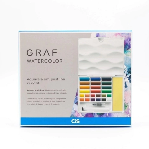 Aquarela Em Pastilha Cis Graf Watercolor 24 Cores