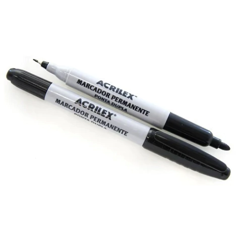 Marcador Permanente Multiuso Ponta Dupla Acrilex Preto