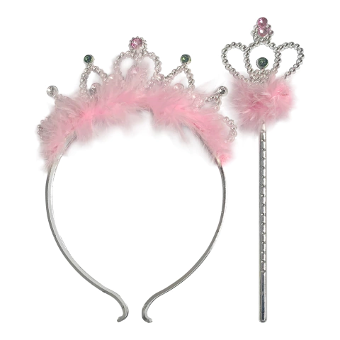 Tiara Coroa Princesa Com Varinha Pluma Charme