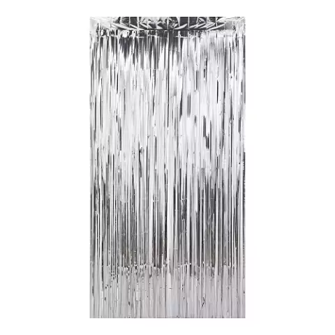 Cortina Metalizada Decorativa 1x2m Prata