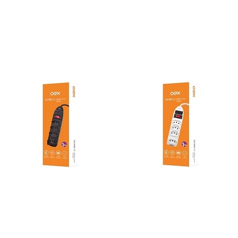 Filtro de Linha 4 Entradas Botão LIG/DESL Cabo 1,5M Oex