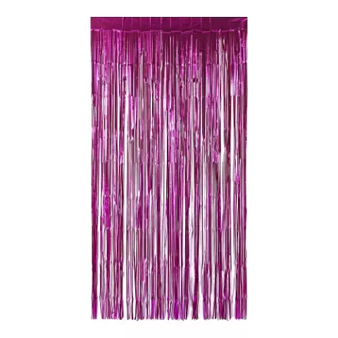 Cortina Metalizada Decorativa 1x2m Rosa
