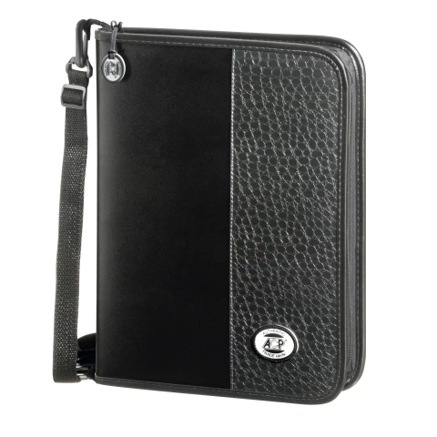 Fichário Universitário Preto Croco Com Zíper Acp - comprar online