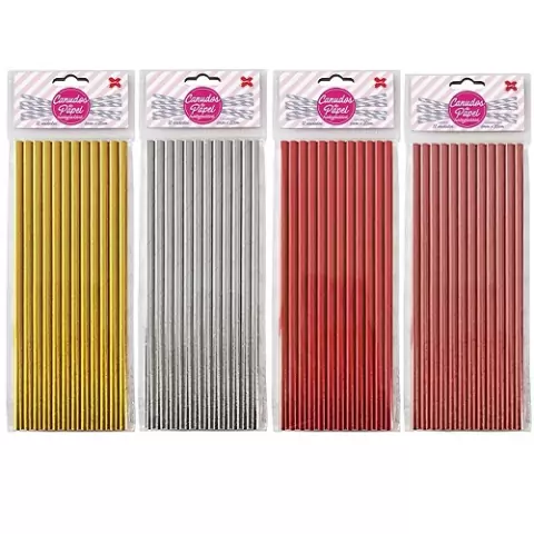 Canudo de Papel 6mm x 200mm C/12 und Metálico