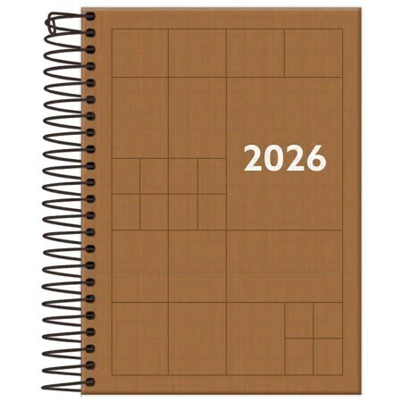 Agenda Diária Espiral Compacta Areia 2026 Foroni