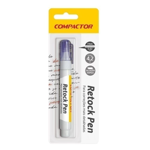 Corretivo Líquido Caneta Ponta Fina 0.02mm 4,2ml Compactor