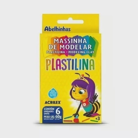 Massinha De Modelar Plastilina 90g 6 Cores Acrilex
