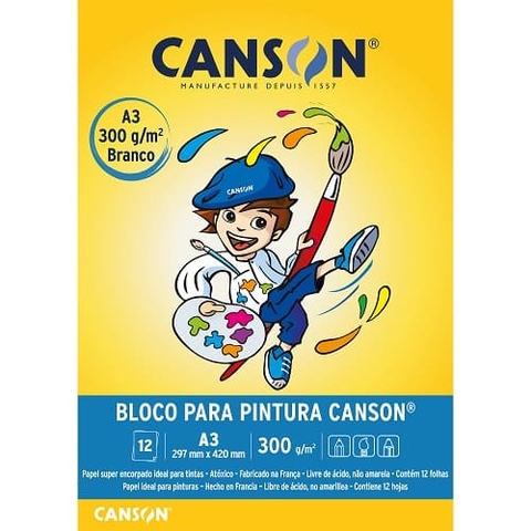 Bloco Canson Para Pintura A3 300g Branco 12 Folhas