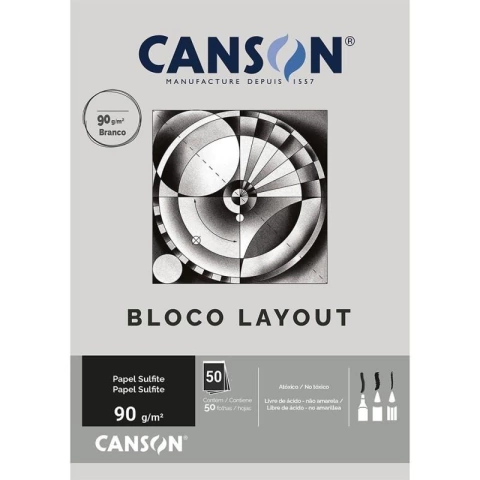Bloco Canson Layout 120g Branco A3 50 Folhas
