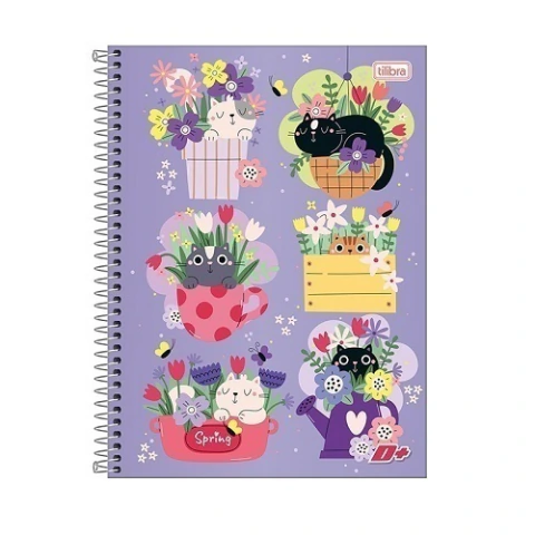 Caderno Espiral Univ. 20 Matérias D+ Love Cats 400 Folhas