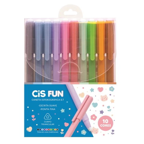 Caneta Esferográfica Cis Fun 0.7 Kit C/10 Cores