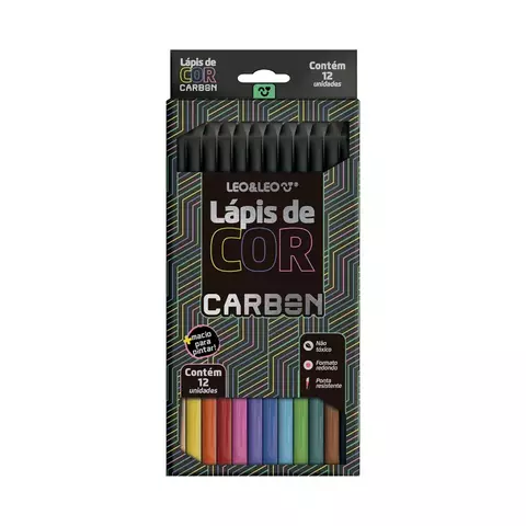 Lápis De Cor Carbon 12 Cores Redondo Leo&Leo
