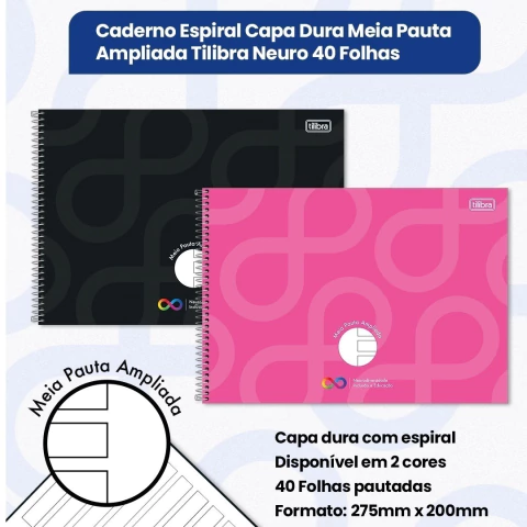 Caderno Espiral Meia Pauta Ampliada Neuro 40 Folhas - comprar online