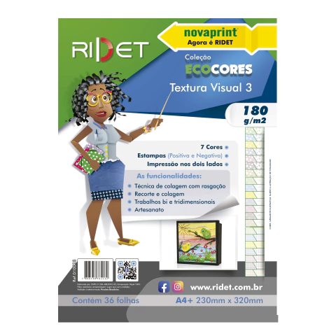 Papel Criativo A4+ Textura Visual 3 180g 7 Crs 36 Folhas Ridet - comprar online