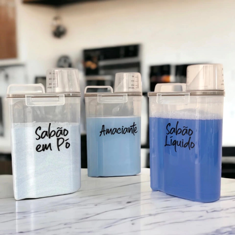 Pote Hermético Para Armazenamento de Produtos de limpeza - C/ Copo Medidor 2,5L