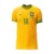 Camisa concept masculina do Brasil 2022 na cor amarela com detalhes do Cristo Redentor e número 10 estampado
