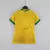 Camisa feminina concept amarela do Brasil 2022 com estampa do Cristo Redentor no peito