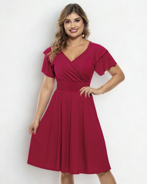 Vestido Godê Clássico com Decote Transpassado - comprar online
