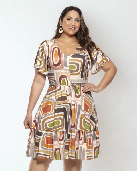 Vestido Clássico com Manga e Saia Godê - comprar online