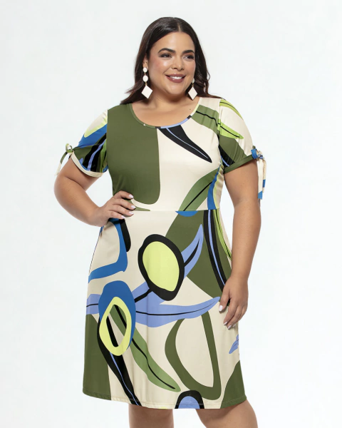 Vestido Decote Redondo Plus Size - comprar online