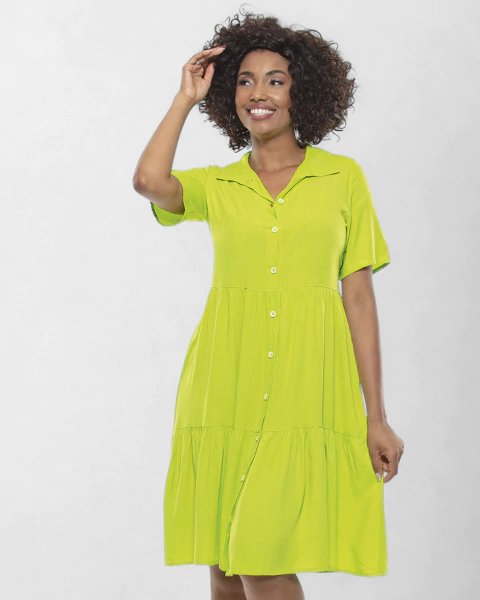 Vestido Clássico com Fechamento de Botões - comprar online