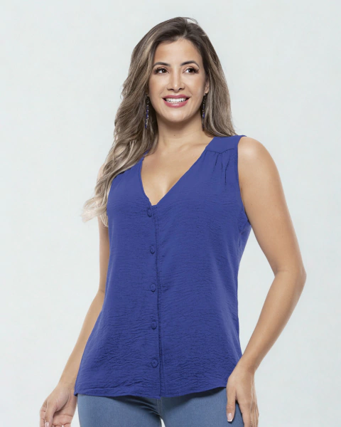 Blusa em Crepe Duna Azul - comprar online