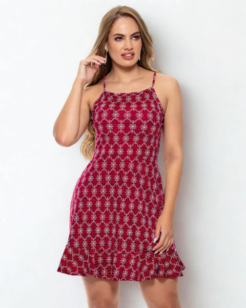 Vestido Vinho com Decote Canoa e Saia Godê - comprar online