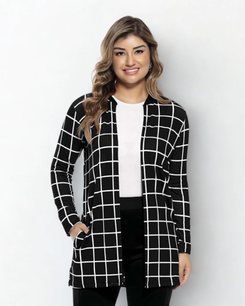 Cardigan com Mangas Longas e Bolsos Frontais - comprar online