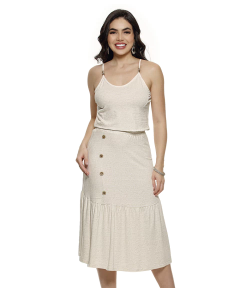 Conjunto 2 Peças Com Blusa E Saia Com Babado – Moda Feminina