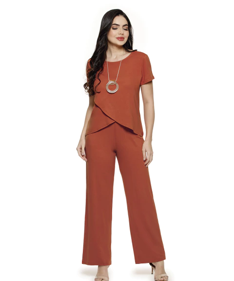 Conjunto 2 peças com Blusa e Calça Pantalona–Moda Feminina