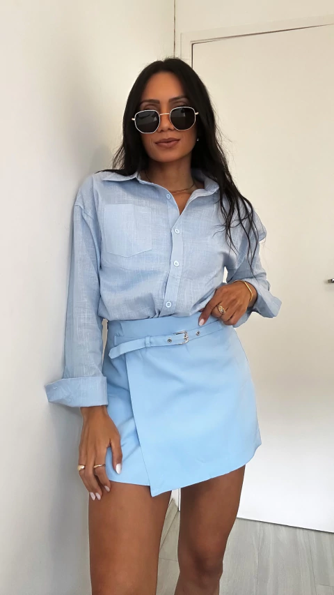 Short Saia Evelin Azul - comprar online