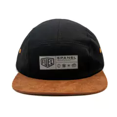 Boné Fuel modelo five panel preto com aba de camurça