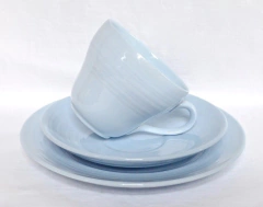 Trio para Te Loza Inglesa Booths Pattern Blue Mist C1940 - Funcy Stuff Antiguedades