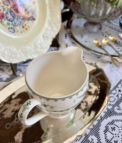 Jarra Lechera Loza Copeland Spode England, Pattern Vienna Bird C1950 - Funcy Stuff Antiguedades