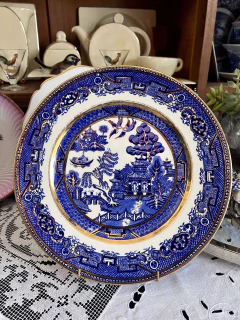 Imagen de Plato Playo Alfred Meakin England , Pattern Old Willow Blue Gold C1930