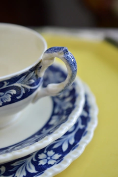 Trio para Te, loza Grindley England, Pattern Elysian Azul C1954 - tienda online